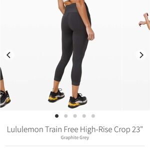 Lululemon Train Free High Rise Crop 23” Graphite Grey Leggings Size 6